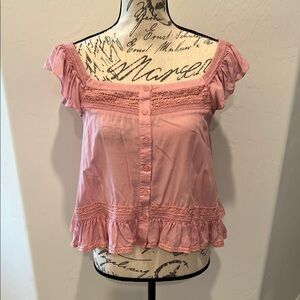 Lucky Brand Pink Ruffled Women's Top
